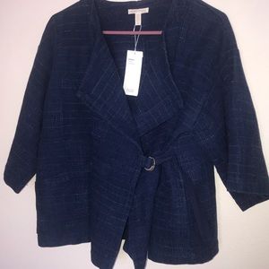 Sz S/M Eileen Fisher Cotton Indigo Geometry Jacket